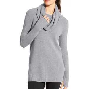 Athleta Cashmere Cascade Cowl Neck Sweater Light Grey, XXS (B2)